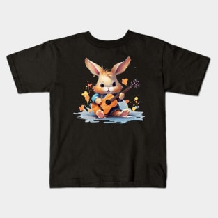 bunny play guitar Kids T-Shirt